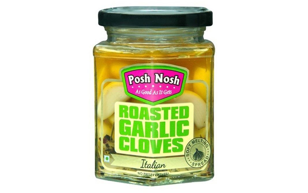 Posh Nosh Roasted Garlic Cloves Italian   Glass Jar  235 grams